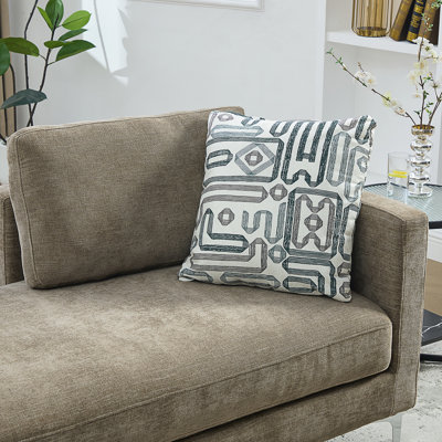 Upholstered Chenille Slipcovered Chaise Bench with Pillows