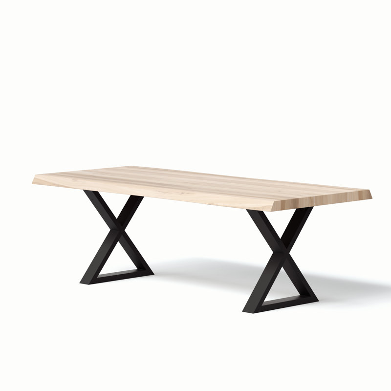 Brooks X Base Dining Table, White Wash, Black, 29.75"H x 79"L x 40"W