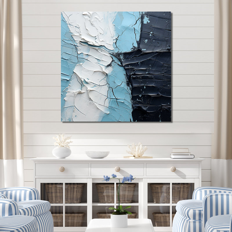 Minimalisme noir et bleu, peinture sur coin, Toile tendue, H 24 po x l 24 po x P 1 po