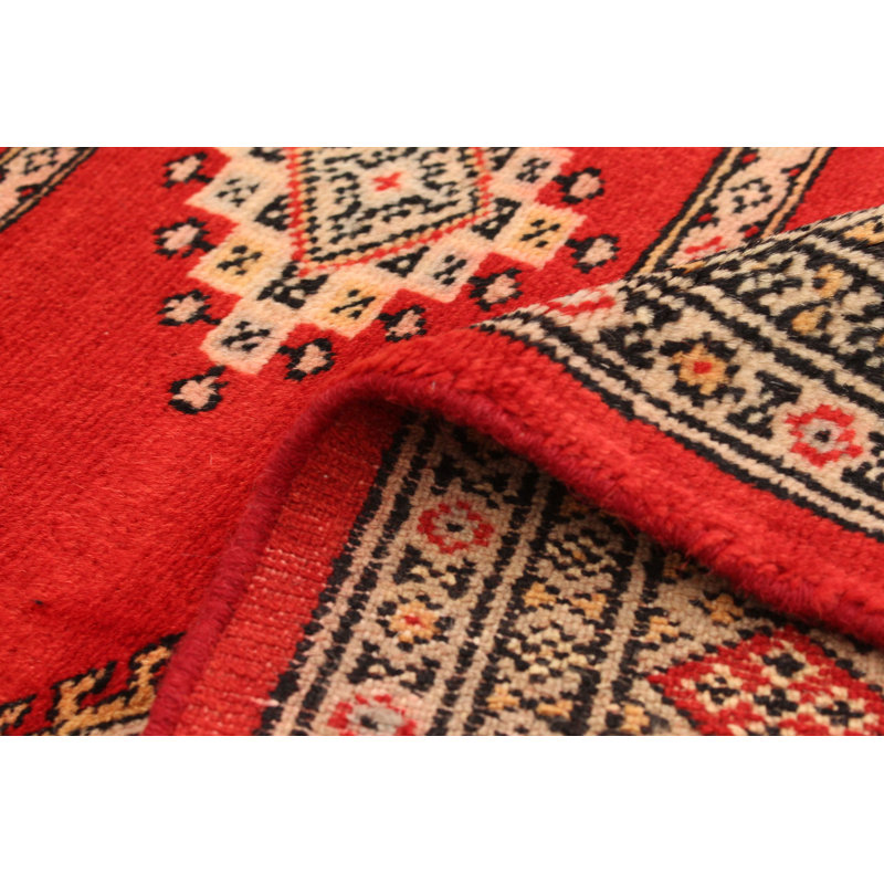 Tapis décoratif en laine de conception unique noué à la main New Age de 3 pi 1 po X 4 pi 10 po en rouge