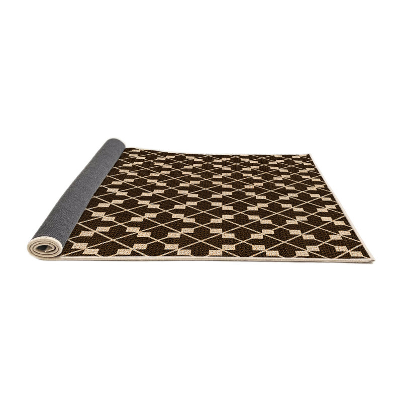 Tapis géométrique en laine noir, Rond 4 pi