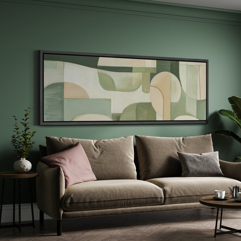 «Mid Century Modern Abstract Shapes», impression sur toile encadrée surdimensionnée, H 20 po x l 60 po