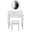 Bureau de meuble-lavabo avec miroir pivotant à 360 °, rangement à 4 tiroirs, finition blanche, tabouret confortable, tiroirs visuels attrayants, structure stable polyvalente rembourrée-1922352005