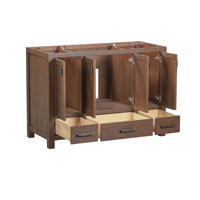 Modero 48" Single Bathroom Vanity with Top, Black, Mocha Oak, Cala White Marble