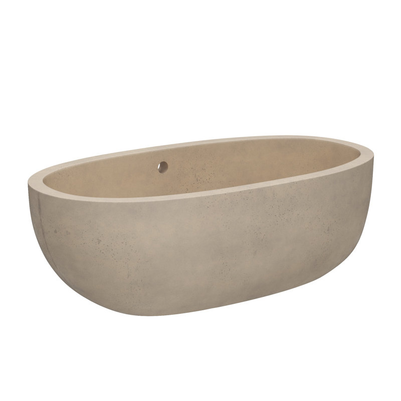 Avalon NativeStone Freestanding Soaking Cement Bathtub, Sand, 22" H x 36" W x 66" L