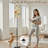 PeeNoke 68.5" Standing Floor Lamp Vintage Floral Botanical Warm Earth Tones Abstract Dimmable Metal Pole Lamp with Linen Lampshade LED Bulb Included