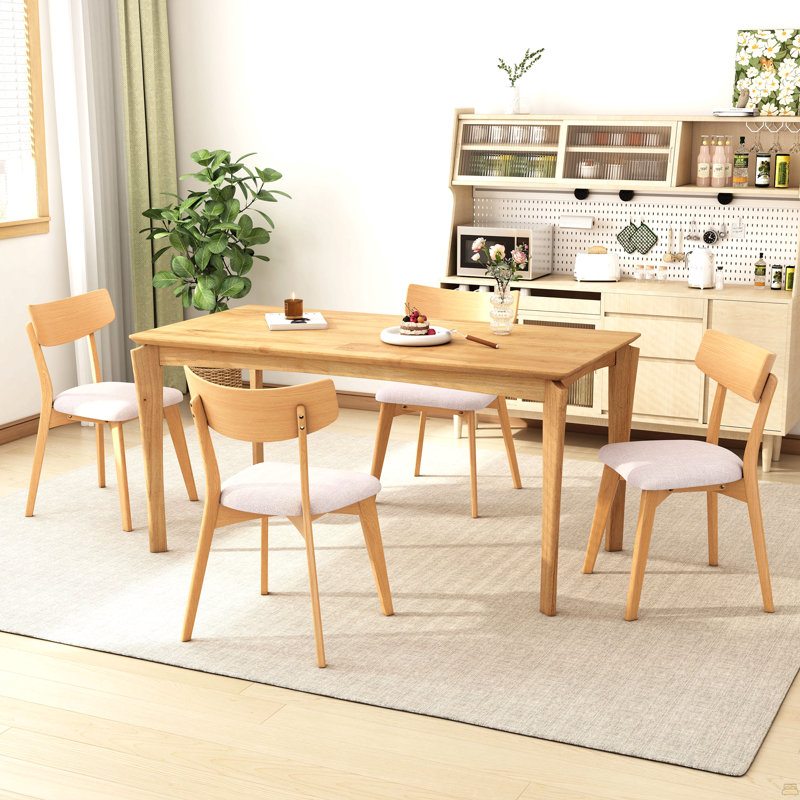 Upholstered Dining Chairs ,Set Of 4, Natural, Light Beige