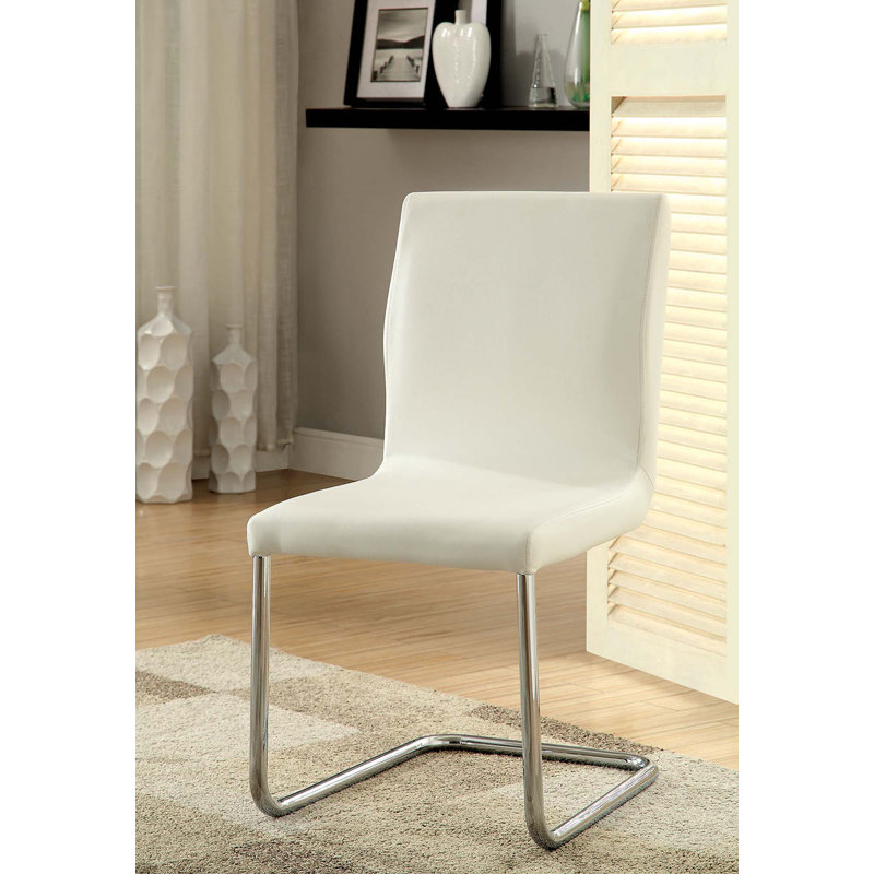 Similicuir 2 pièces chaises de salle à manger en métal chromé, Argent argent