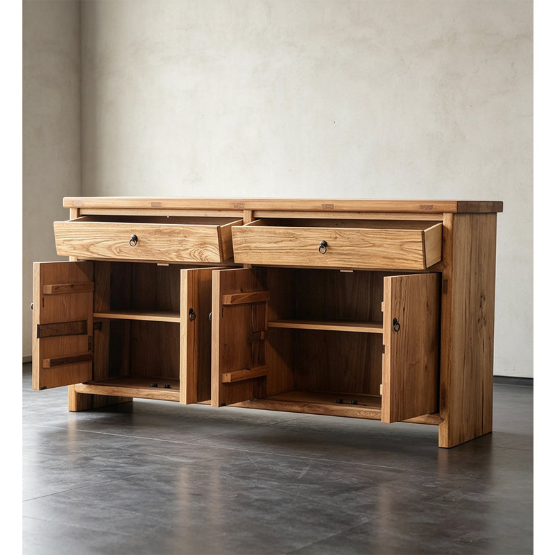 Classic Solid Oak Standalone Side Cabinet With Handcrafted Mortise And Tenon Structure