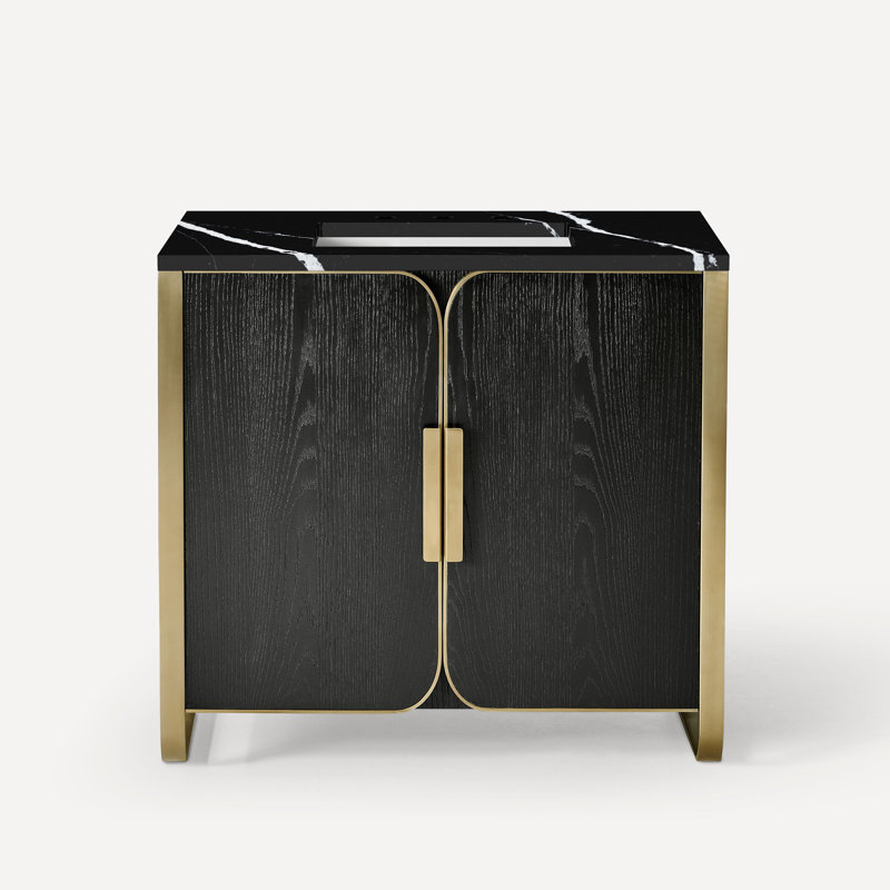 Meuble-lavabo Bergman, Marquina éternelle, Chêne noir mat avec laiton vieilli