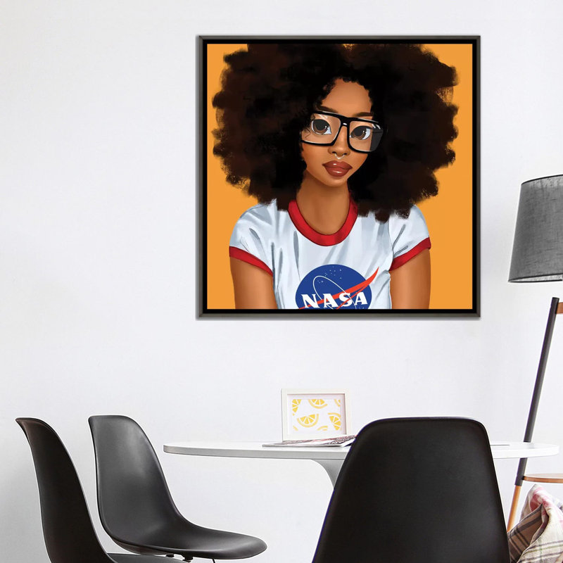 « Nerd Girl » par Princess karibo-impression d’art graphique, Toile avec cadre gris, Pas de tapis