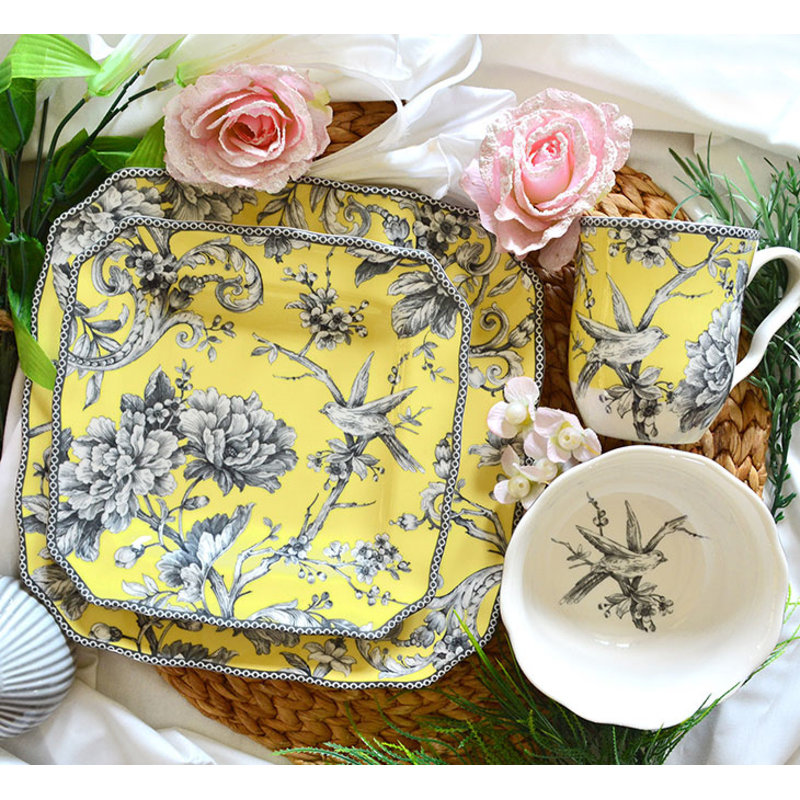 Service de table en porcelaine 16 pièces 222 Fifth Adelaide - Service pour 4 222, Jaune
