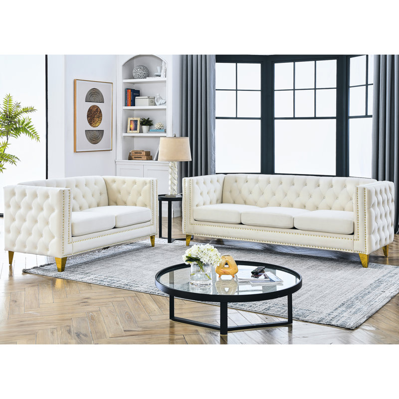 Combinaison de velours beige 3 + 2 pour la vie moderne - Livraison rapide en entrepôt ravissante de