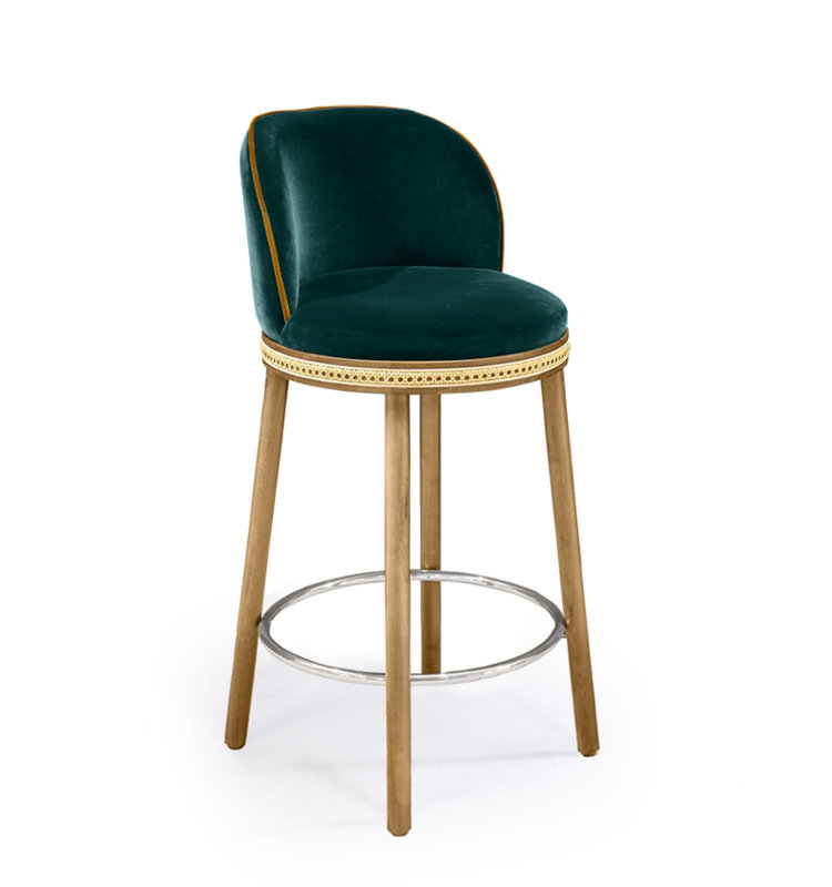 Tabouret de bar et de comptoir Alma, Nickel poli, Tabouret de comptoir (siège d'une hauteur de 27 p, Canard