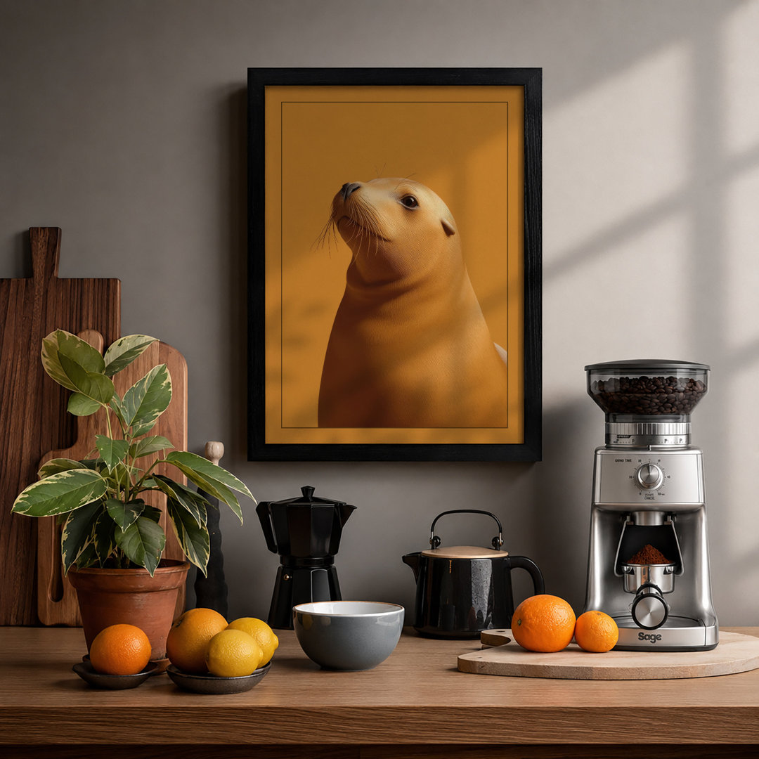 Sea Lion Portrait Coastal - Framed Print