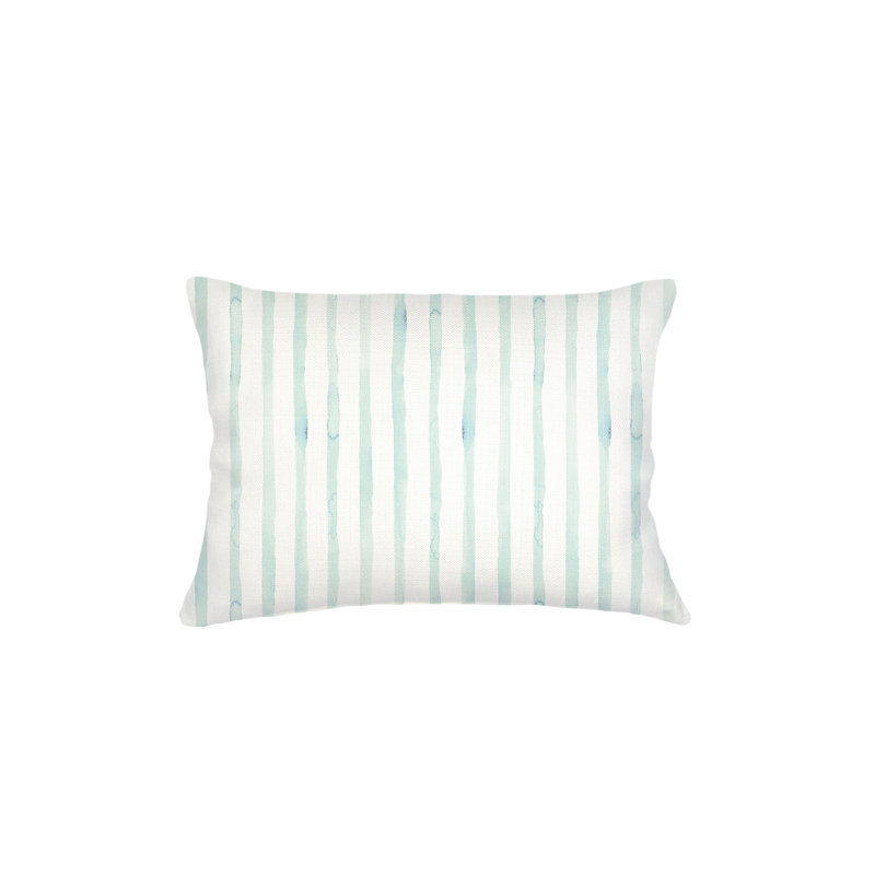 Coussin en lin rayé avec insert Riviera, Bleu aqua, Rectangle 28" H x 36" W, Polyester