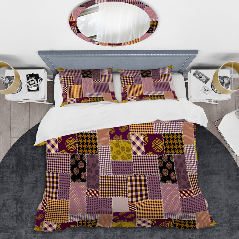 Multicolor Ethnic Patchwork - Abstract Duvet Cover Set - Microfiber Polyester, Twin Duvet Cover + 1 Standard Sham