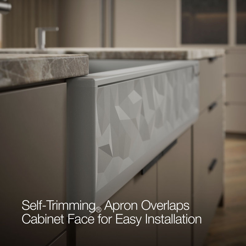 Cairn® Undermount Single-Bowl Farmhouse Kitchen Sink with Faceted Design, Gray