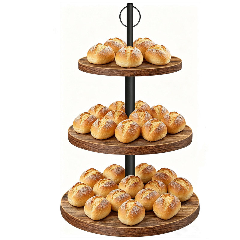 Tour à petits gâteaux en bois Tier - Assemblage facile en 15 minutes, surface lisse résistante aux taches, nettoyage facile, pour les réunions de famille, table à dessert de mariage