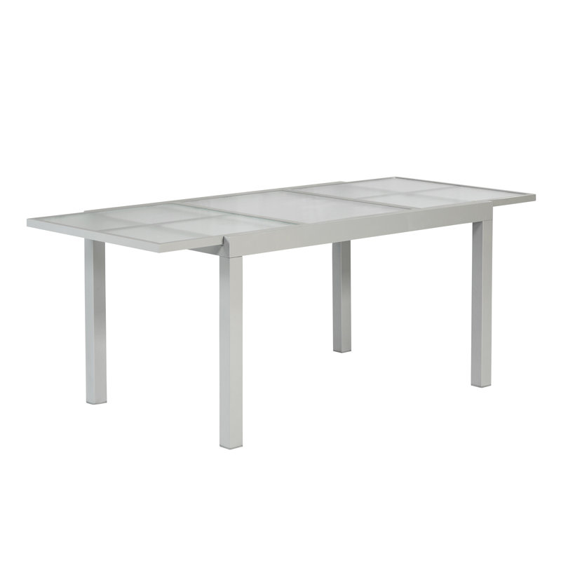 Dozie Rectangular Glass Outdoor Dining Table 90 cm D, 75cm H x 120cm W x 90cm D