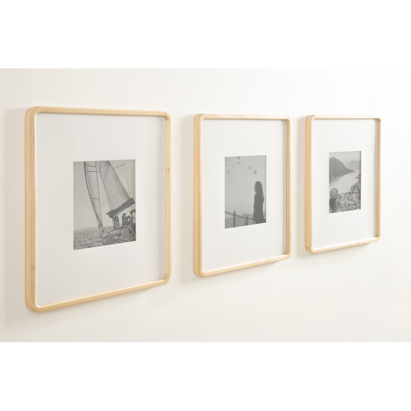 Rounded Rectangle Wood Frame Set, Beige, 8" W x 10" H
