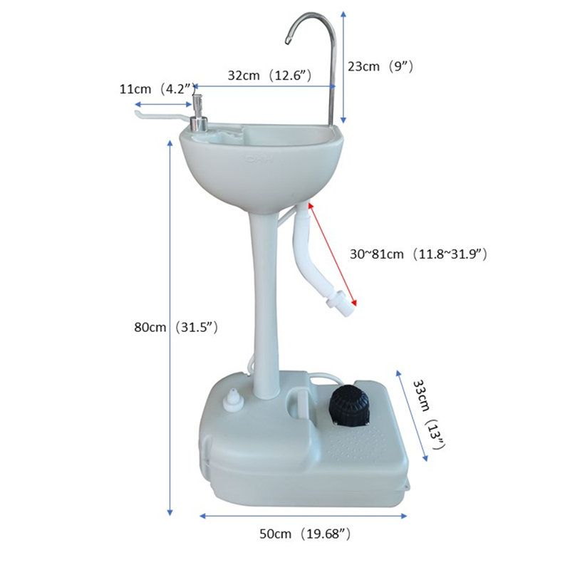31.5" H Portable Handwash Station with Faucet
