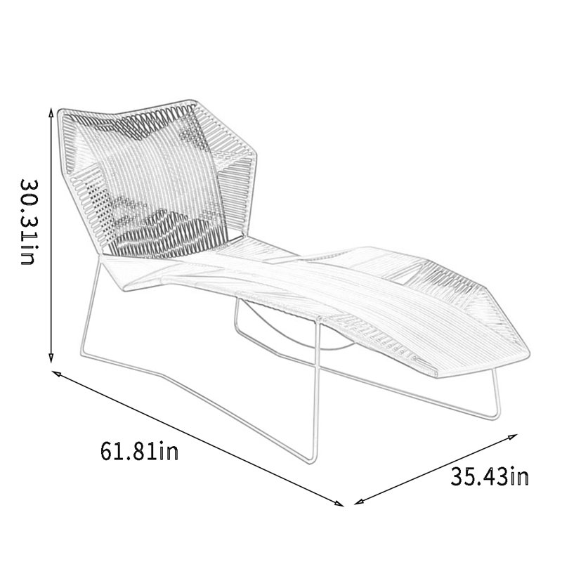 Resort Style Handwoven Rattan Lounge Chair Outdoor Chaise Lounge, Silver, Pink