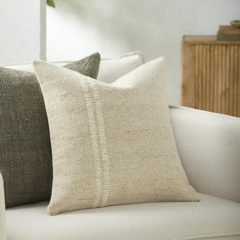 Coussin décoratif Jundah, Carré 18 po, Beige clair, Housse de coussin seulement - sans coussin