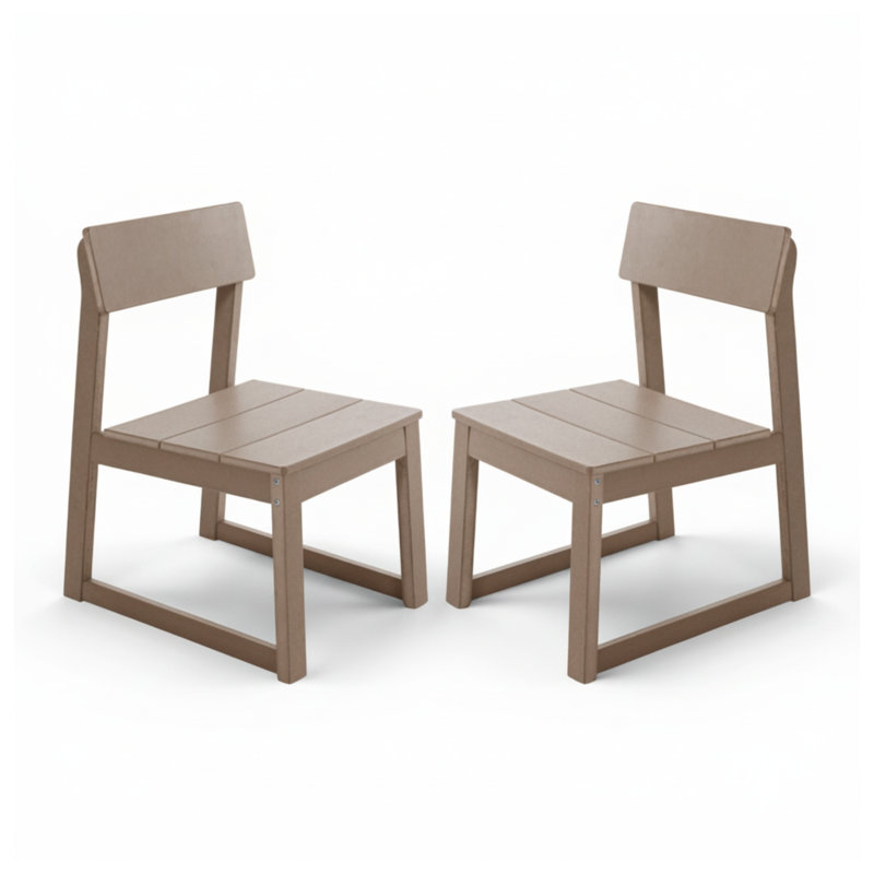Ensemble de 2 chaises de salle à manger d'extérieur en PEHD gris - Ensemble de conversation de terrasse moderne toutes saisons