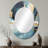 Gold And Blue Abstract Expression 4 - Abstract Oval Decorative Mirror On Metal-644493294
