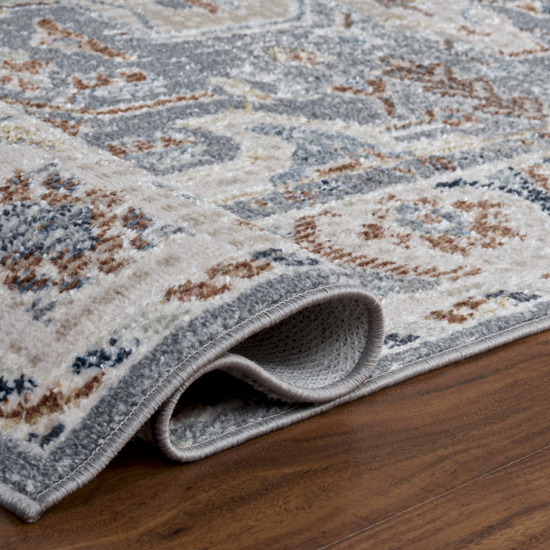 Bonnert Blair Washable 212 Area Rug In Beige / Blue, Square 6'7"