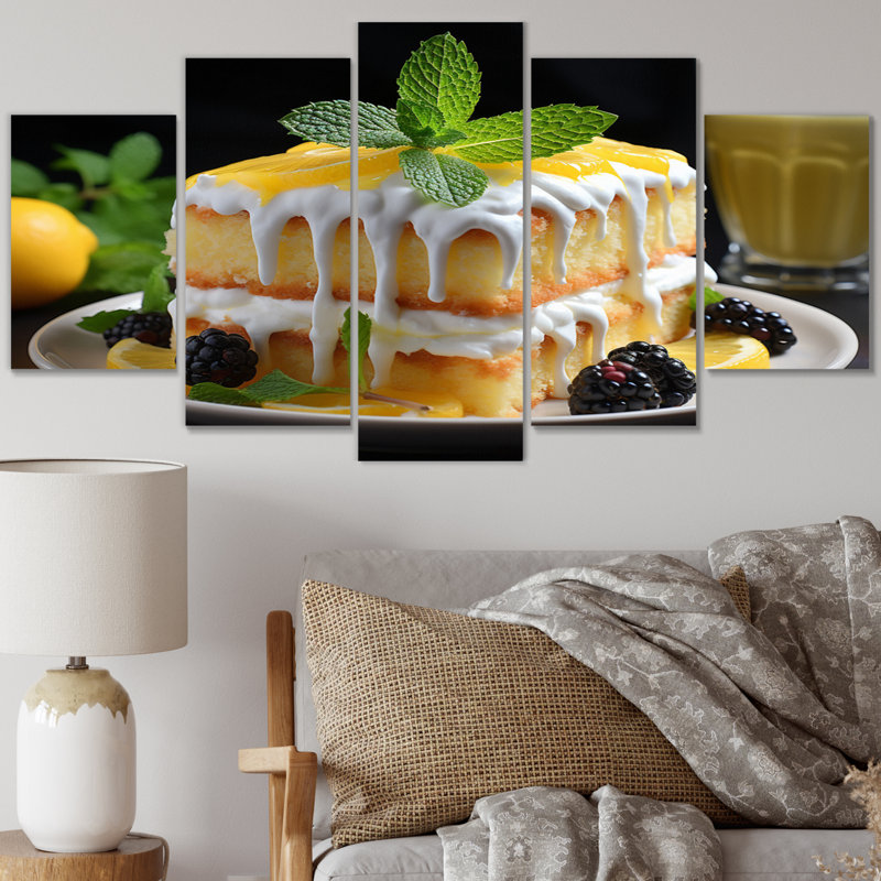  «Lemon Cake Mmmmmmm I - Impression sur toile« Food & Beverage »- 5 panneaux