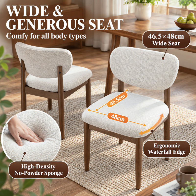 48 cm H Upholstered Chenille Dining Chair, Beige