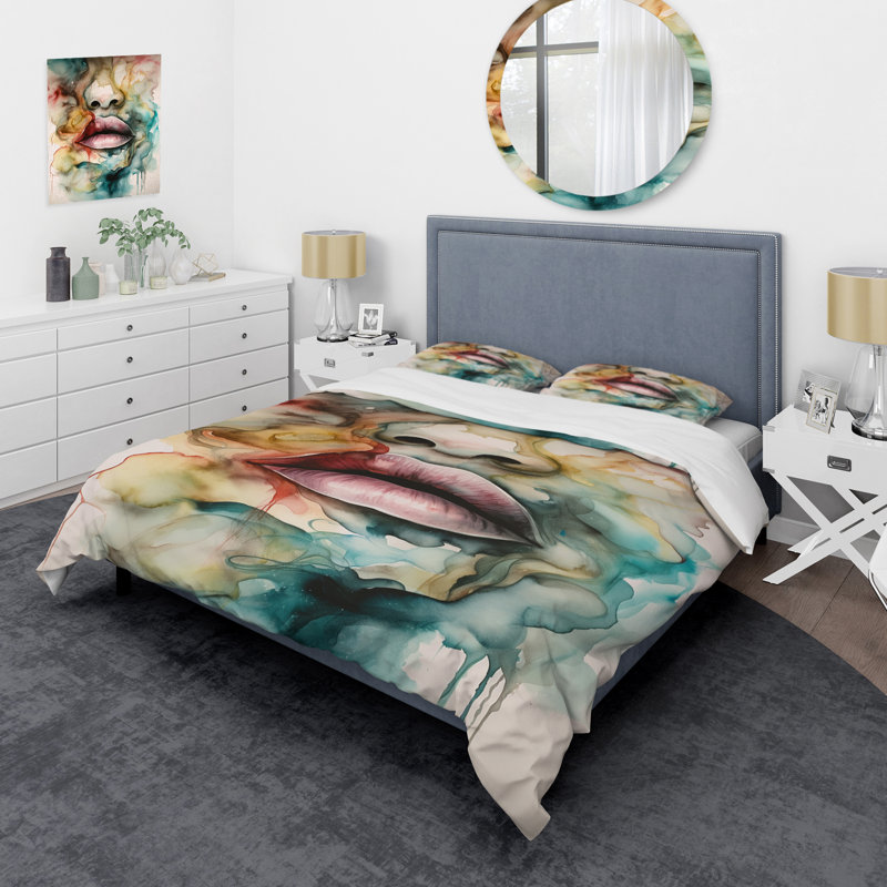 Ensemble de housse de couette en microfibre / polyester Colorful Lips Bedding