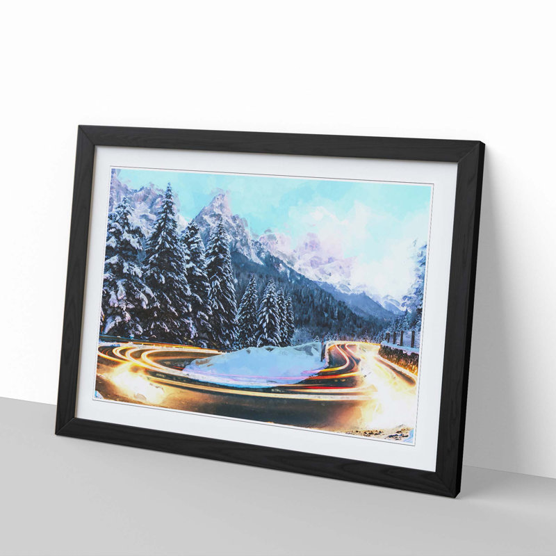Road by the Mountains in Abstract - Picture Frame Graphic Art Print, Black, 50cm H x 76cm W x 2cm D