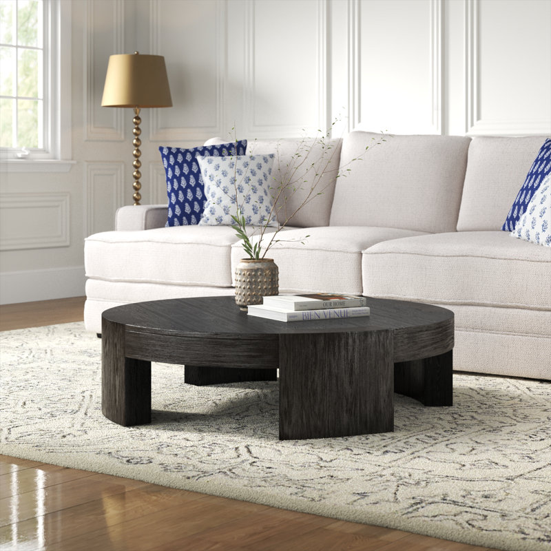 Bourges Single Coffee Table, 13" H x 48" L x 48" W, Charcoal Oak Veneer