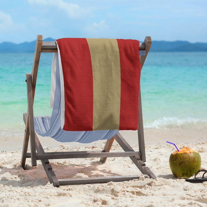 Cotton Blend Beach Towel, Light Red/Gold