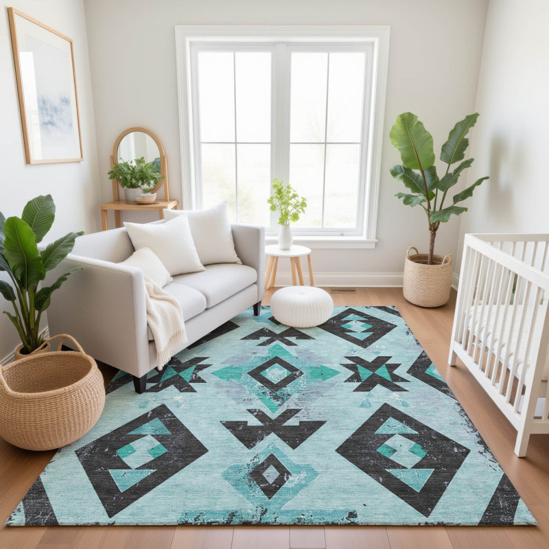 Premium Machine Washable Fairwood AMF1882 Aztec Rug, Rectangle 10' x 14'