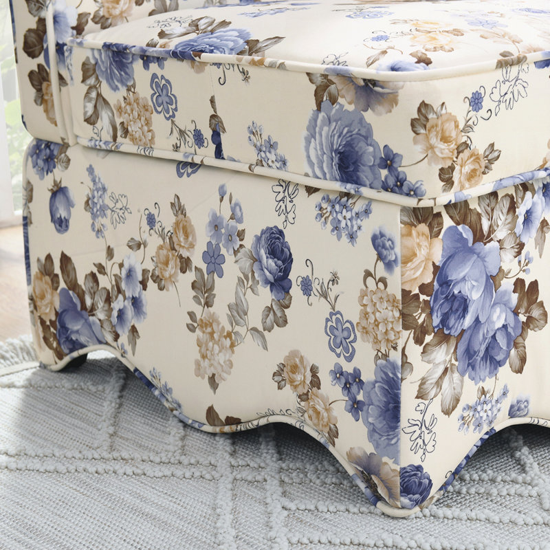 Chaise en flanelle simple avec assise souple, Pivoines bleues