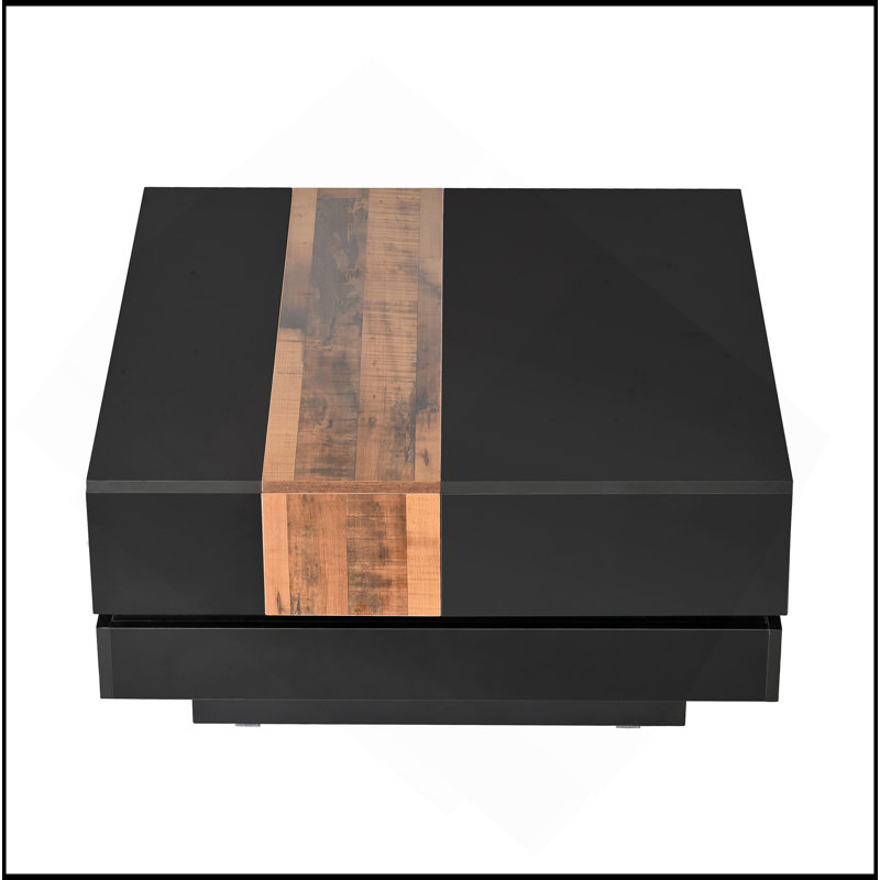 Table basse moderne et élégante avec plateau coulissant et rangement caché, Noir