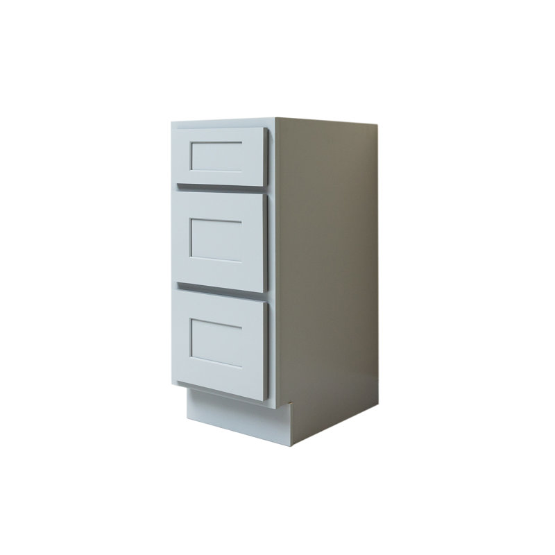 Base de meuble-lavabo simple à 3 tiroirs l 24 po prête à assembler seulement, Gris Shaker