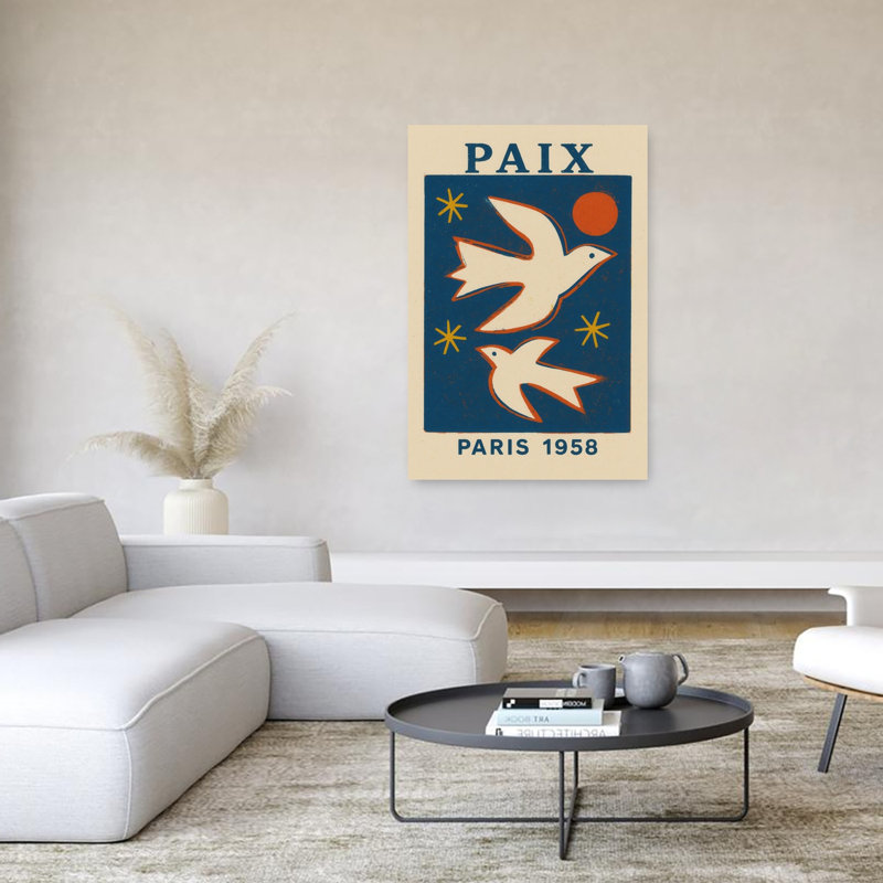 Paix Abstract Minimalist Modern Bird Landscape Nature Wall Art Print by Treechild - Wrapped Canvas Print