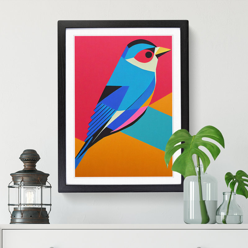 Bird Pop - Single Picture Frame Print, 34cm H x 25cm W x 2cm D, Black Framed