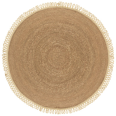 Natural Fiber Braided Bamboo Slat / Seagrass; Cotton No Pattern Indoor Rug