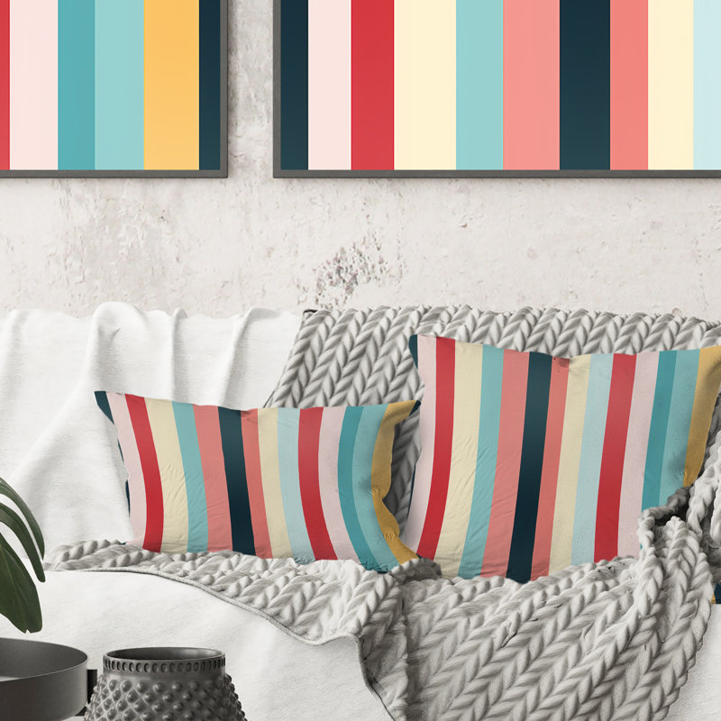 Coussin décoratif en polyester Boho Rainbow Stripes, H 16 po x l 16 po