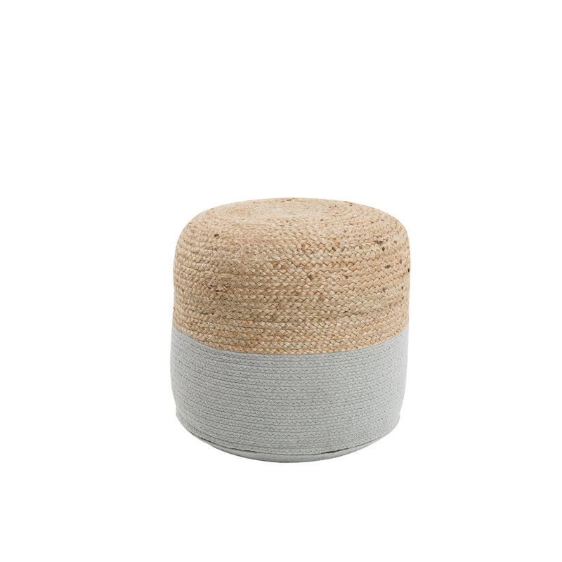 Casas 46cm Wide Round Pouf Ottoman, Light Grey