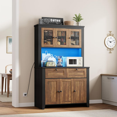 Bar Armoire à café haute avec 4 grandes armoires et 2 tiroirs