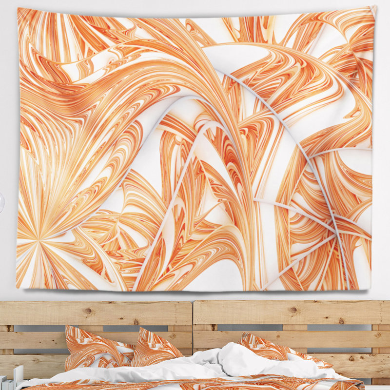 Tapisserie abstraite à motif fractal d'hiver brun, H 32 po x l 39 po