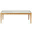 Table basse rectangulaire en verre givré avec pieds en bois naturel