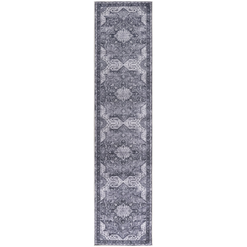 Tapis gris anthracite Bungalow Rose, Tapis de couloir 2 pi 2 po x 10 pi